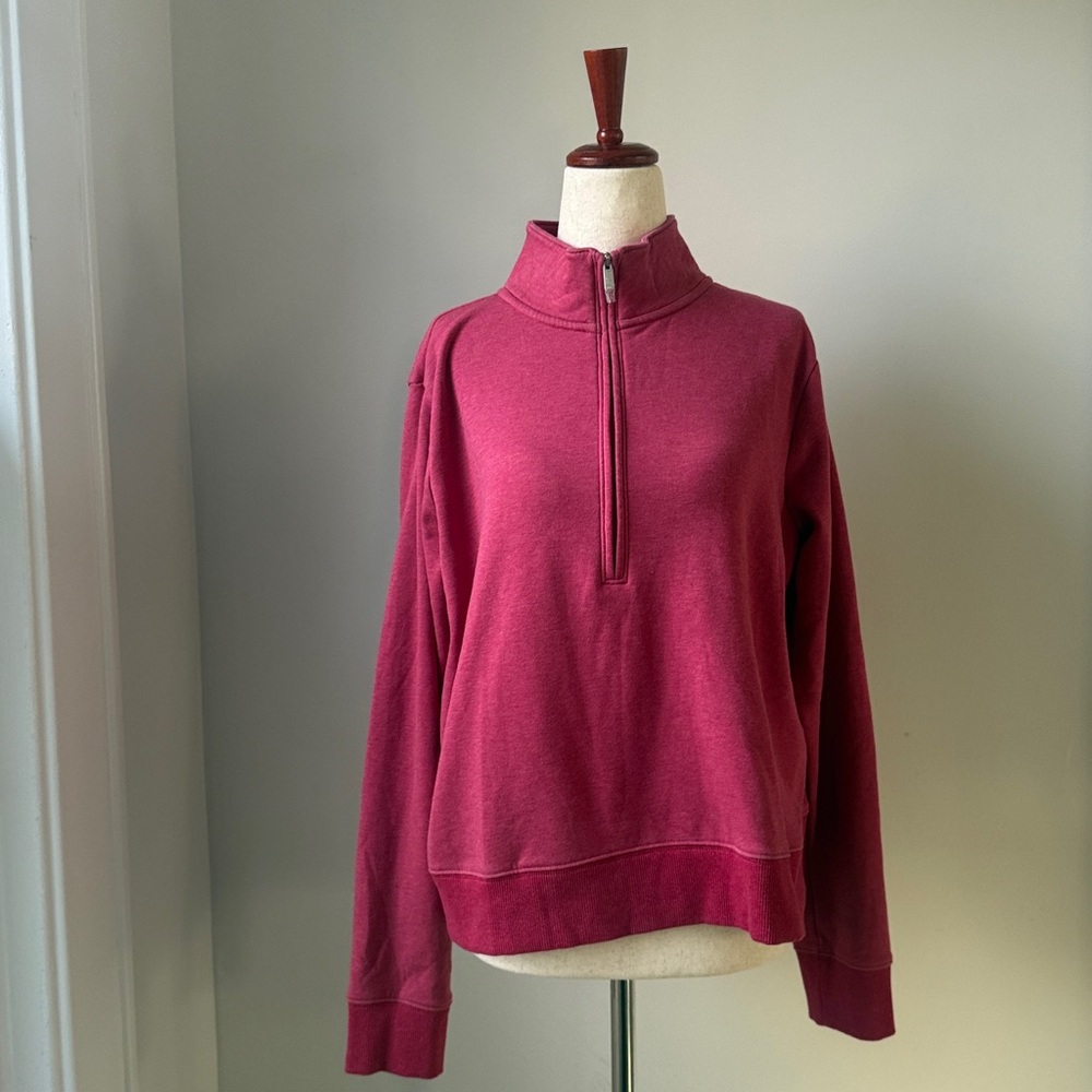 Travis Mathew Pink 1/2-Zip Sweatshirt Size Large Women’s fleece boxy pullover